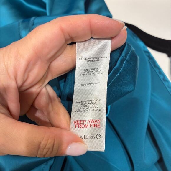 NEW Jason Wu Teal Satin Slip Midi Dress Sz Large - Picture 6 of 11